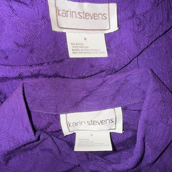 Vintage 90s Karin Stevens Purple Textured Rayon 2-Piece Maxi Dress Set Size 6 Ja - Picture 12 of 15